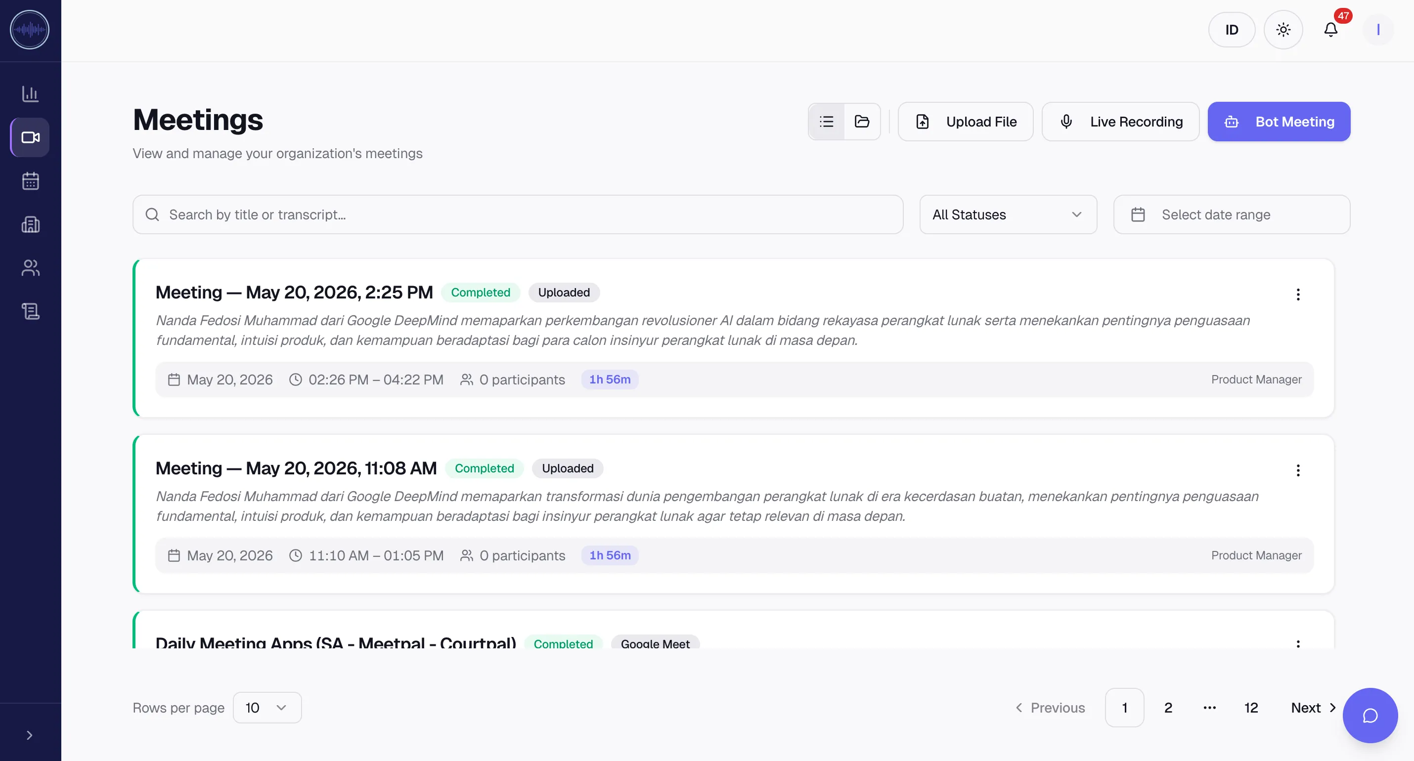 Meetpal product interface